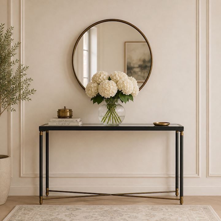 A/Q BRASS ROUND WALL MIRROR 70cm